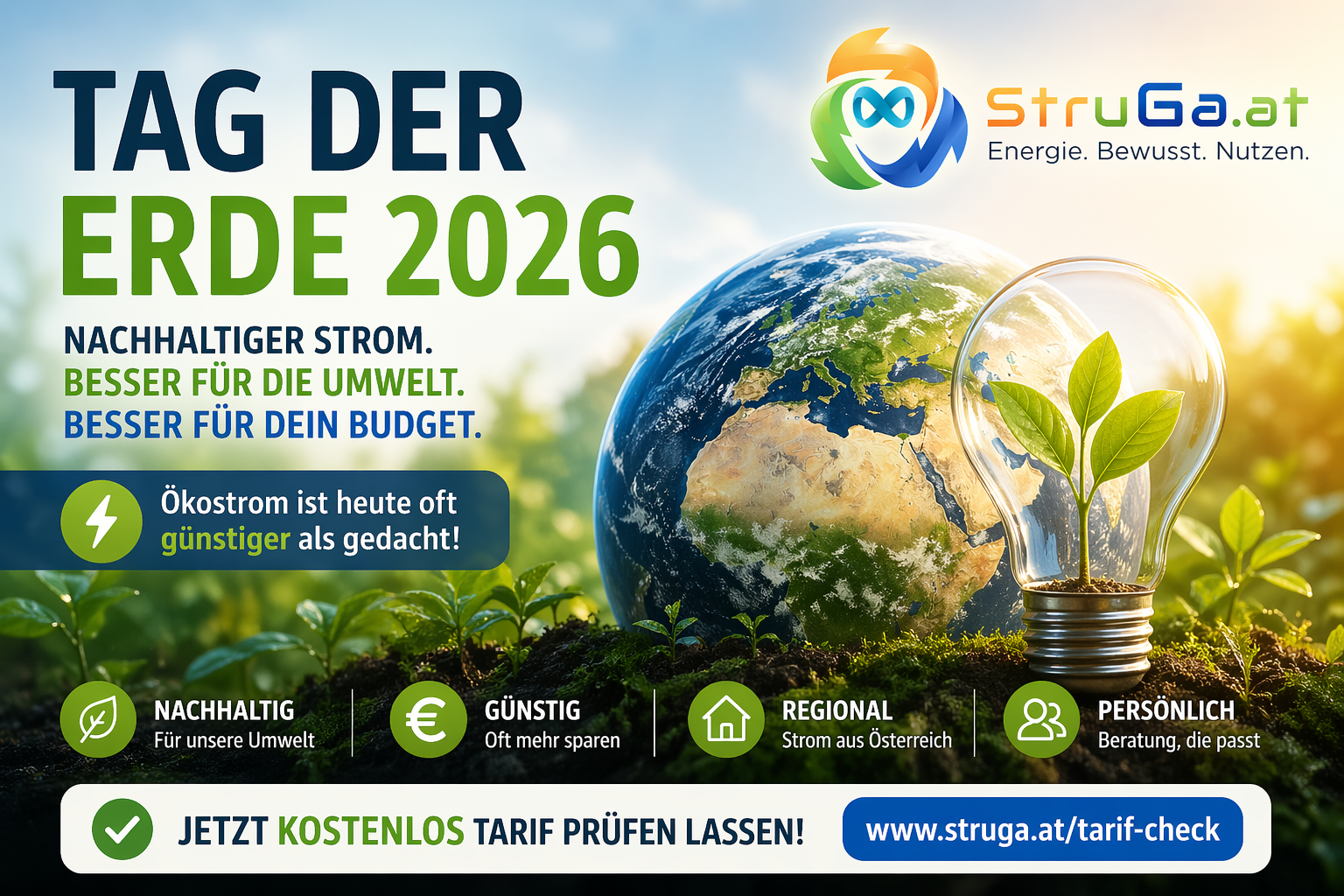 Tag der Erde 2026 Ökostrom Vergleich Österreich StruGa Energieberatung