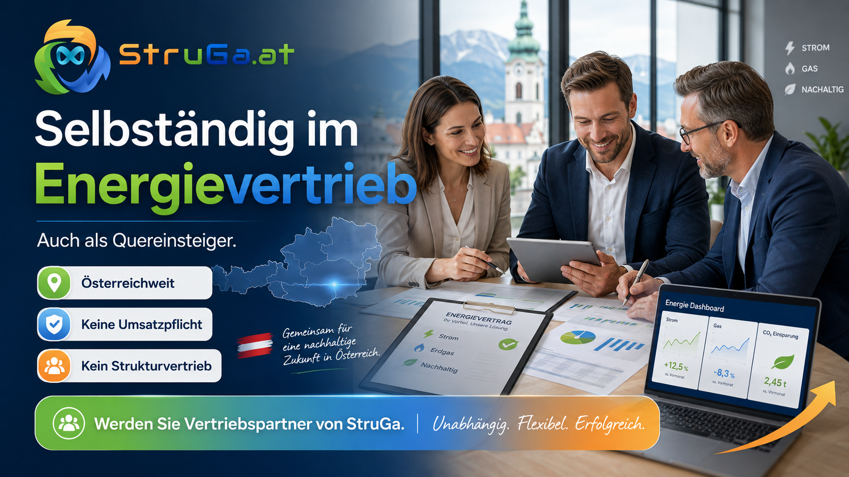 Selbständig im Energievertrieb bei StruGa Selbständiger Vertriebspartner Energie bei StruGa in Österreich